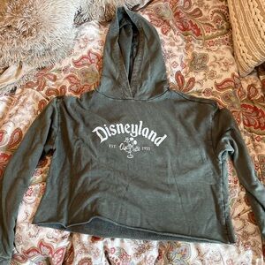 Women’s Disneyland Green/Gray Cropped Hoodie Medium EUC!!!!